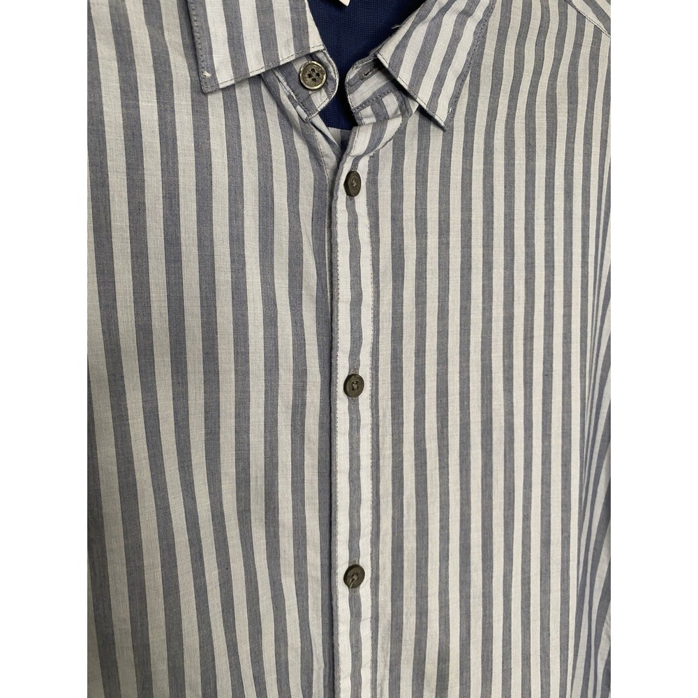 Calvin Klein Men's Medium Long Sleeve Blue Striped Button Down Shirt - Picture 2 of 7